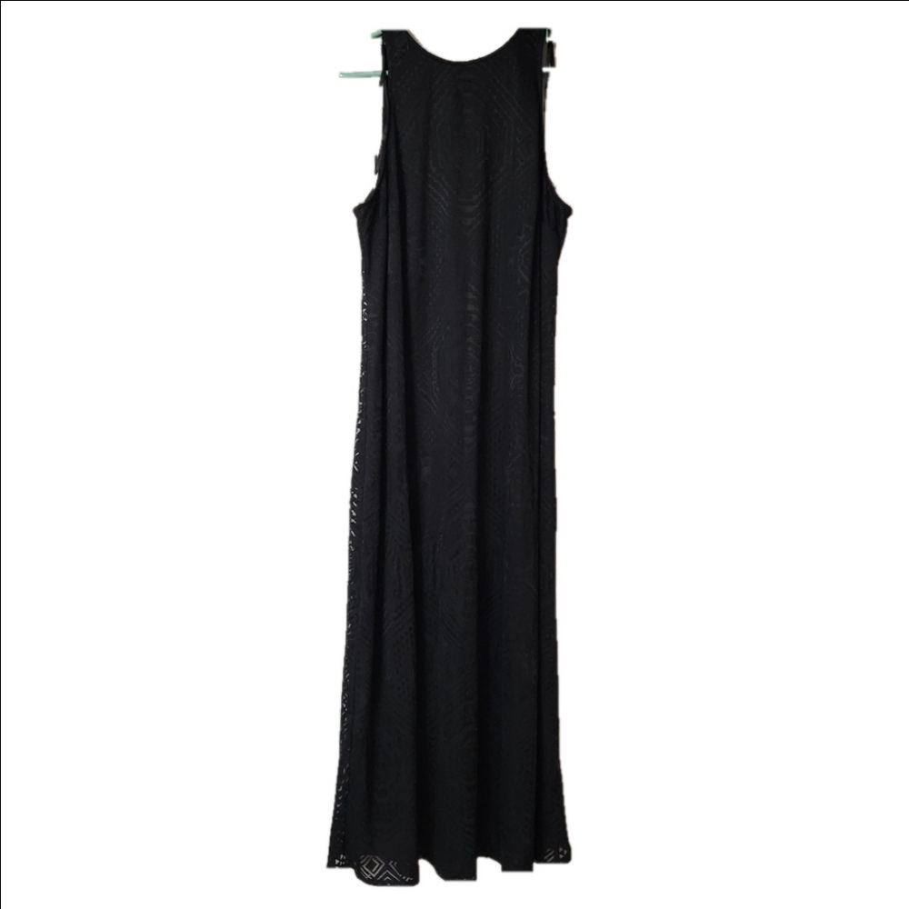 Ava and Viv black maxi dress lace overlay Halter neckline size X